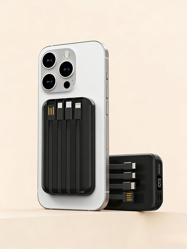 Magnetic Wireless Power Bank with 4 Built-in Cables