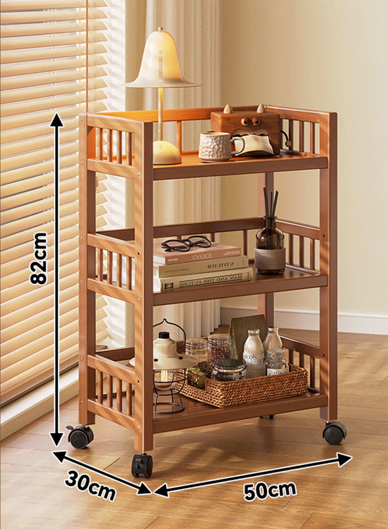 3 Tier Rolling Cart Office Trolley Kitchen Multi-Function Cart Multipurpose Storage Rack