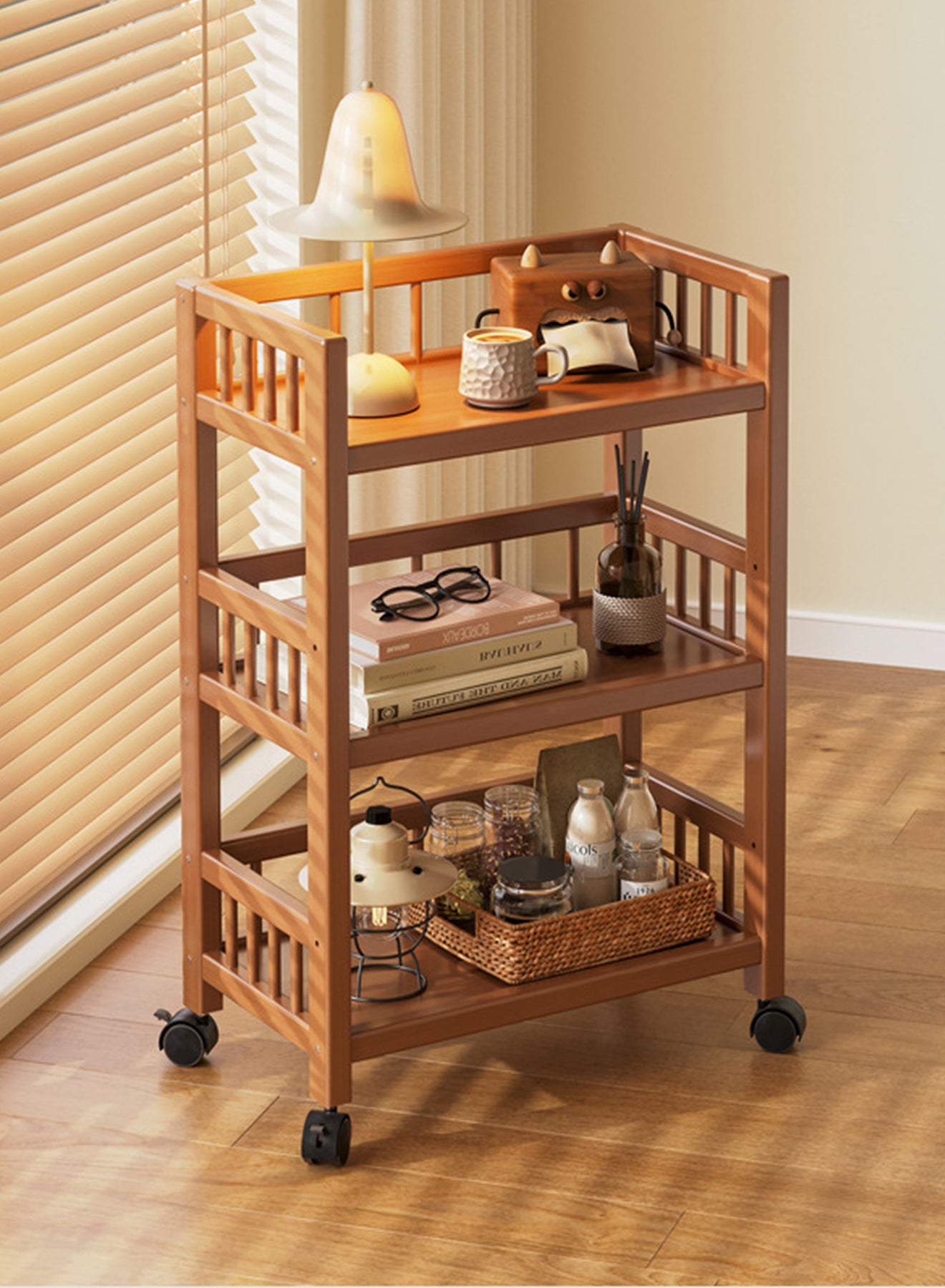 3 Tier Rolling Cart Office Trolley Kitchen Multi-Function Cart Multipurpose Storage Rack