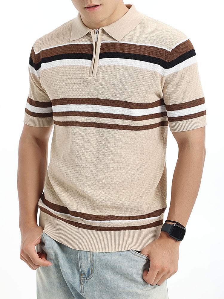 Polo shirt light business striped summer short-sleeved knitted men's clothing