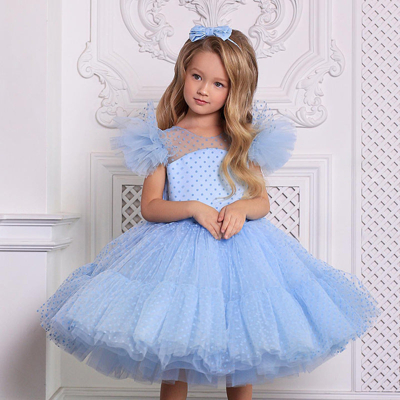 Girls dress polka dot cake dress princess dress