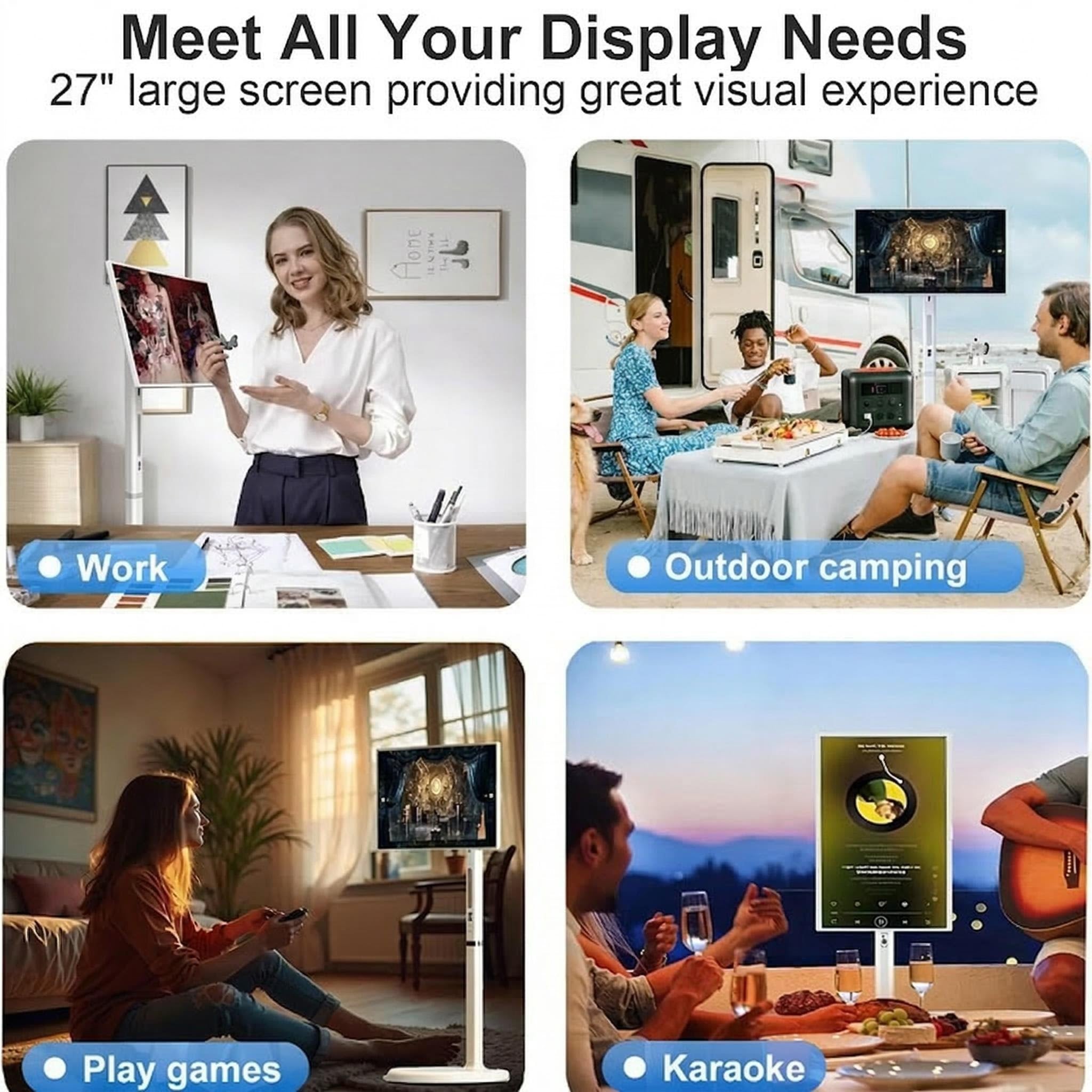 27" Full HD Smart Touch Screen with Stand | Wireless Portable Touch Monitor with Remote