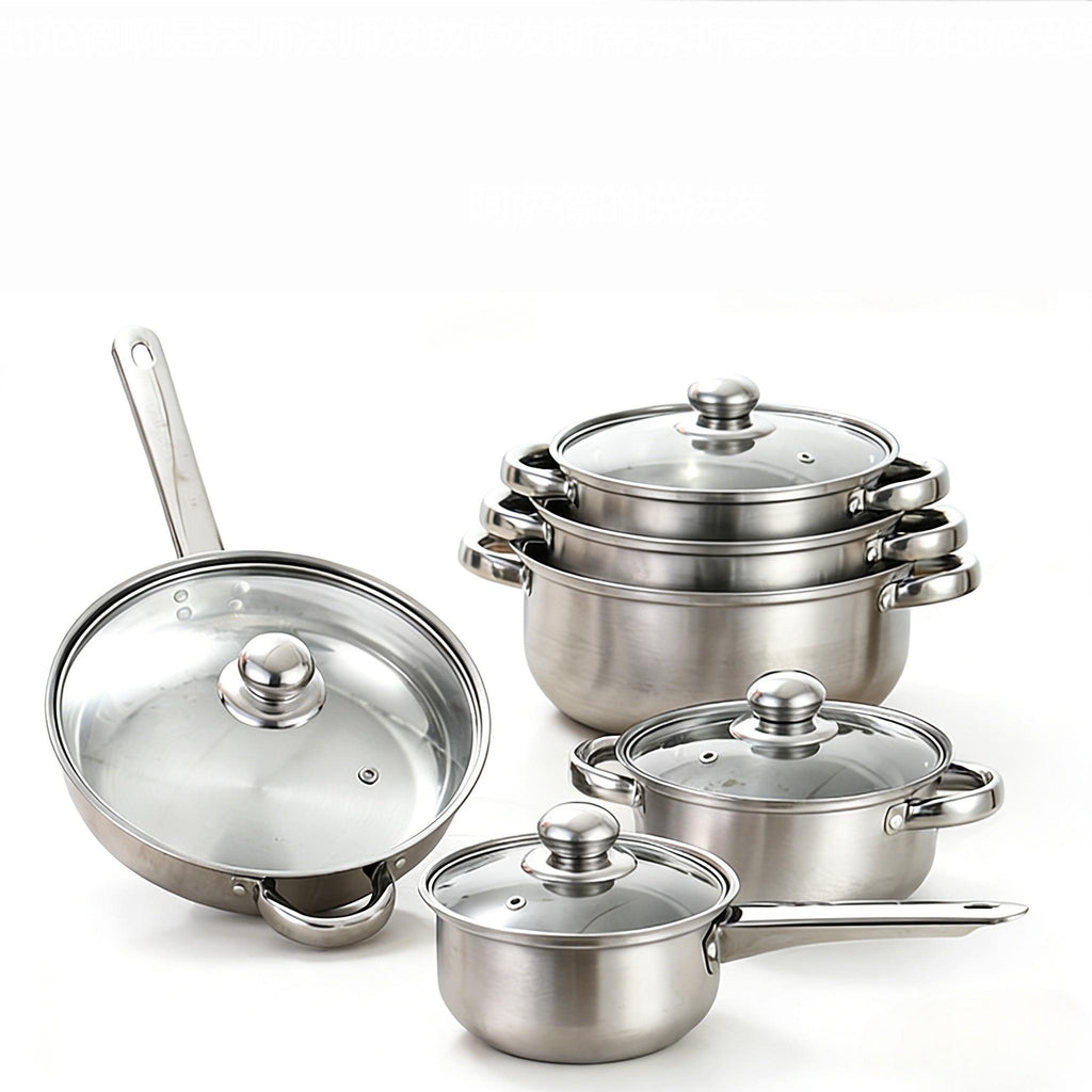 12 Piece Stainless Steel Cookware Set With Glass Lids Induction Gas Ceramic Electric Stove Compatible Dishwasher Safe Kitchen Pots And Pans Perfect For Home Cooking And Gifting