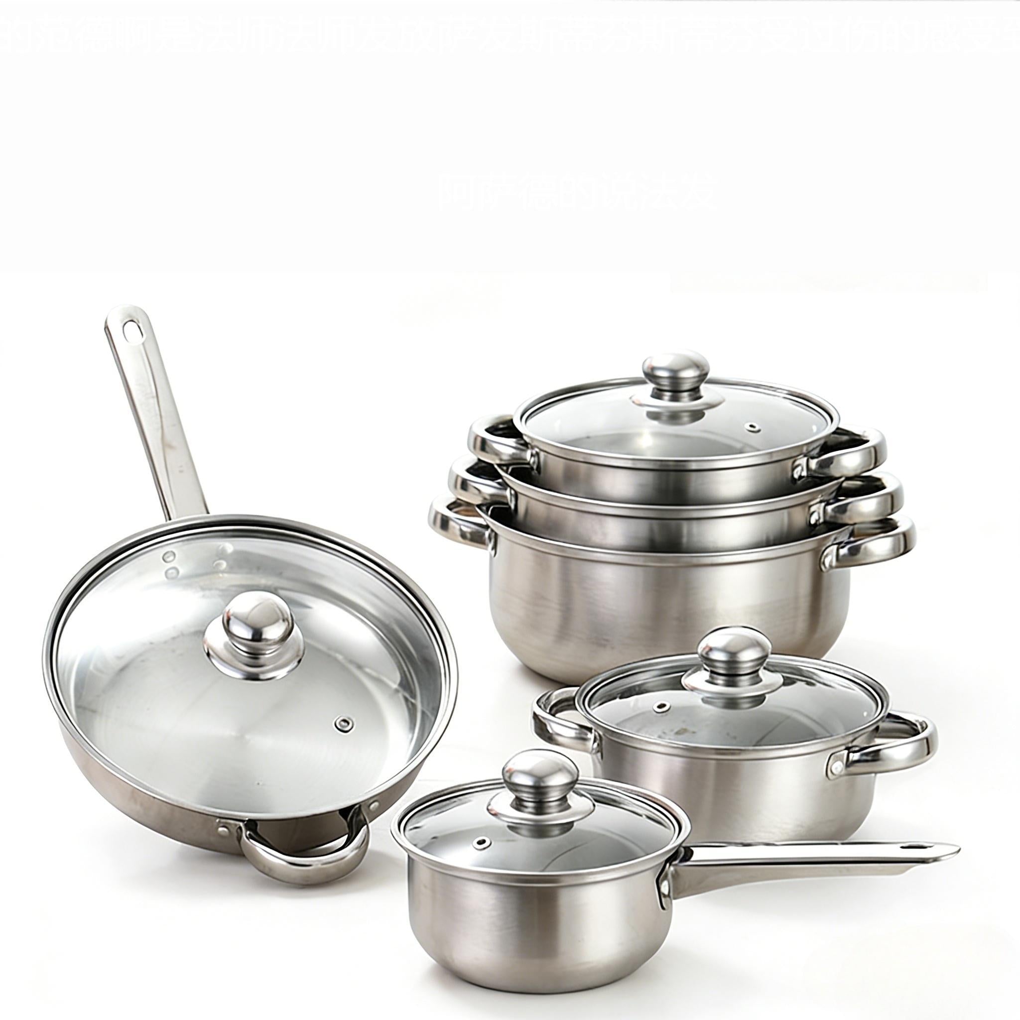 12 Piece Stainless Steel Cookware Set With Glass Lids Induction Gas Ceramic Electric Stove Compatible Dishwasher Safe Kitchen Pots And Pans Perfect For Home Cooking And Gifting