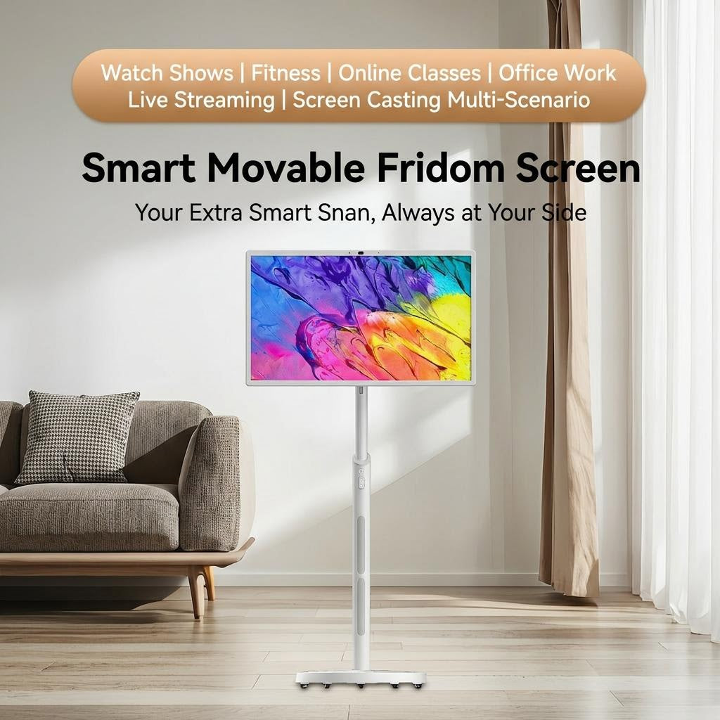 32" 2K Touchscreen Portable Smart Screen , 8GB+128GB , 15000mAh Battery , Rolling Stand For Entertainment & Creation