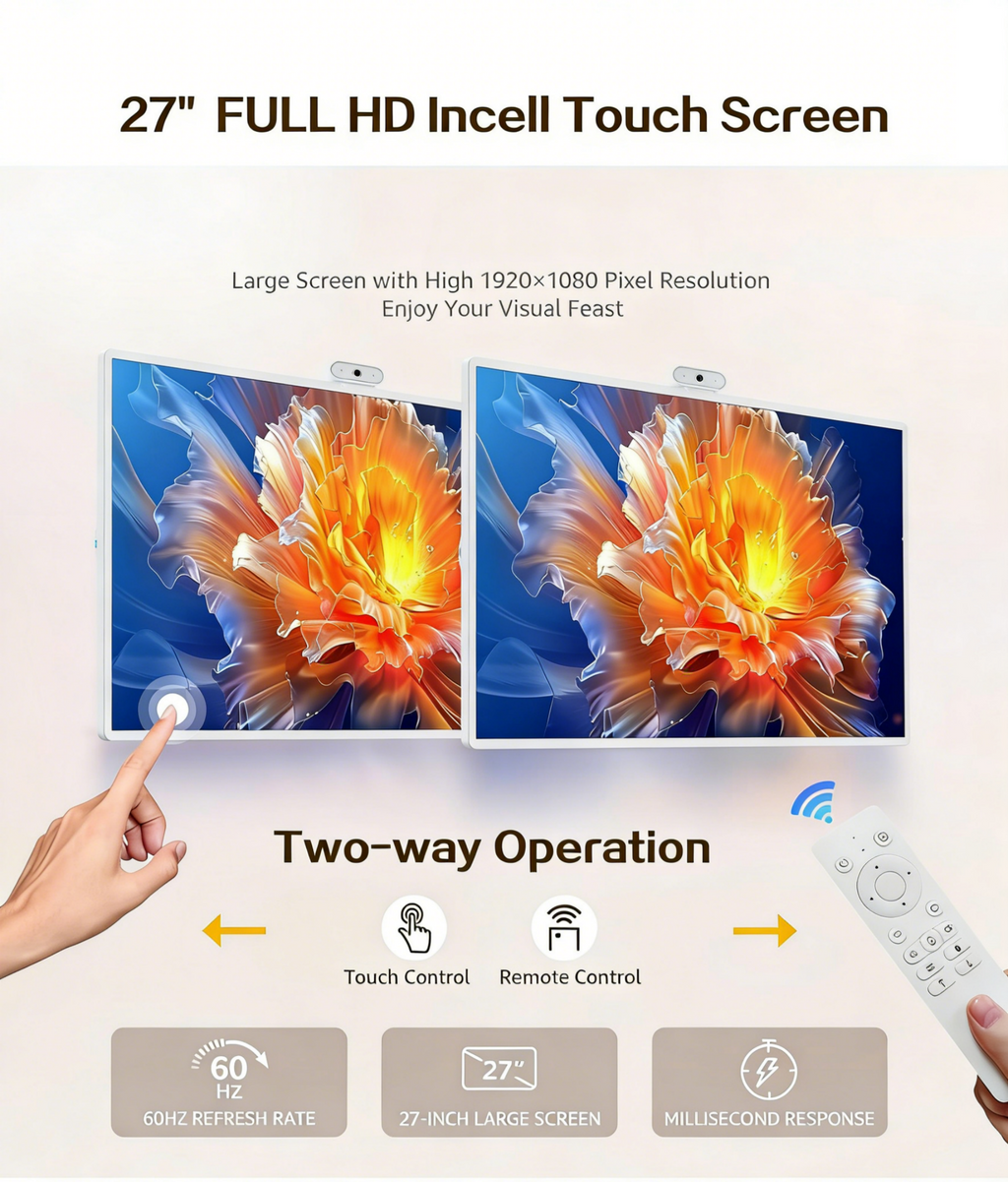 27" Full HD Smart Touch Screen with Stand | Wireless Portable Touch Monitor with Remote