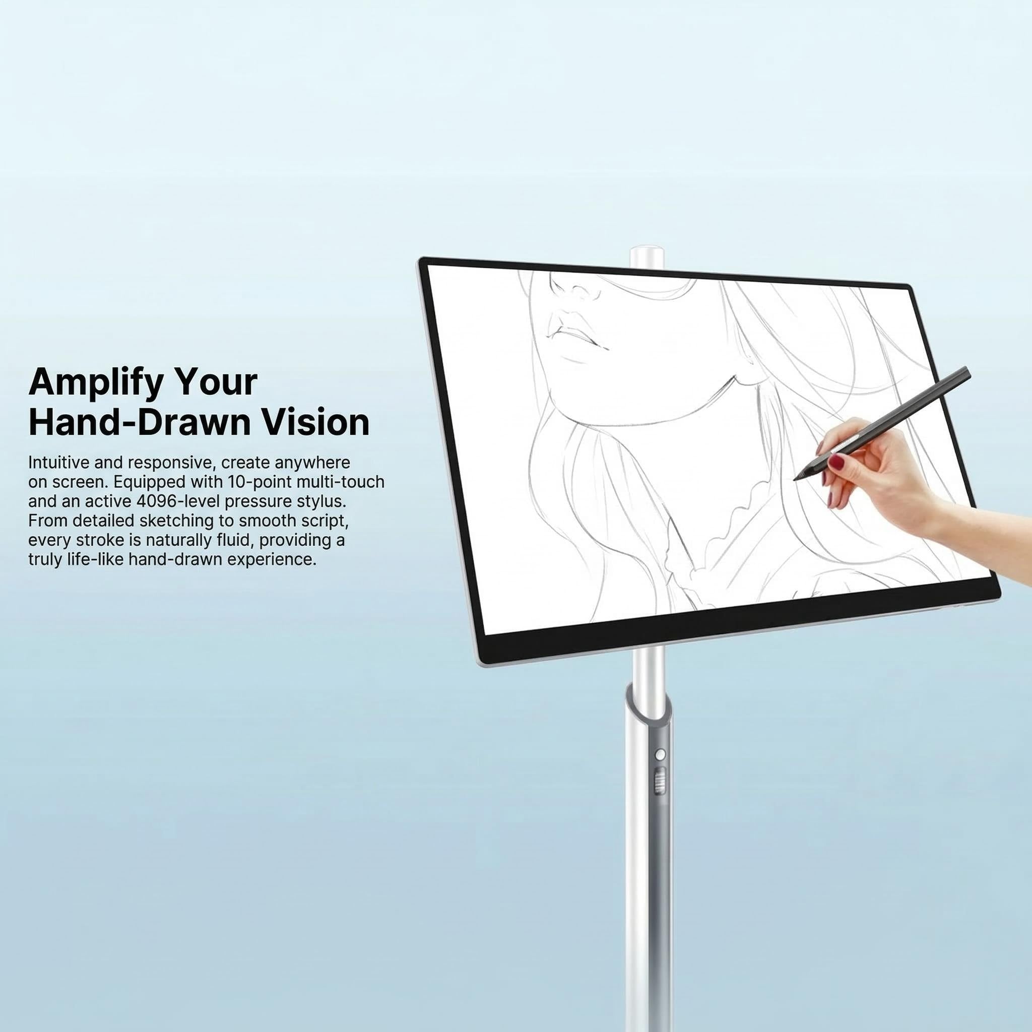 32" 2K Touchscreen Portable Smart Screen , 8GB+128GB , 15000mAh Battery , Rolling Stand For Entertainment & Creation