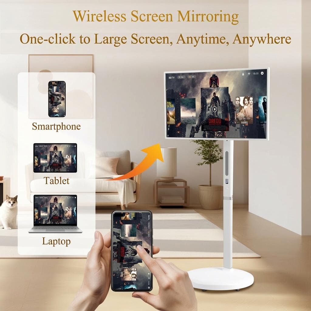 32" 2K Portable Smart Screen | Wireless Mobile Touch Display with 8GB+128GB Storage