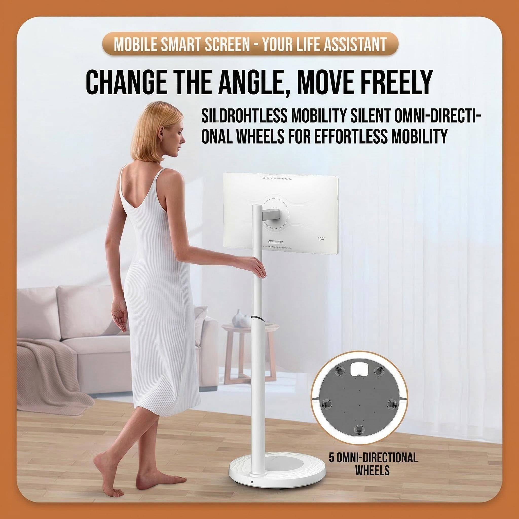 32" 2K Touchscreen Portable Smart Screen , 8GB+128GB , 15000mAh Battery , Rolling Stand For Entertainment & Creation