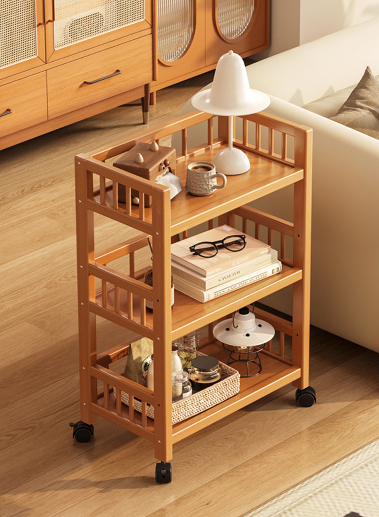 3 Tier Rolling Cart Office Trolley Kitchen Multi-Function Cart Multipurpose Storage Rack