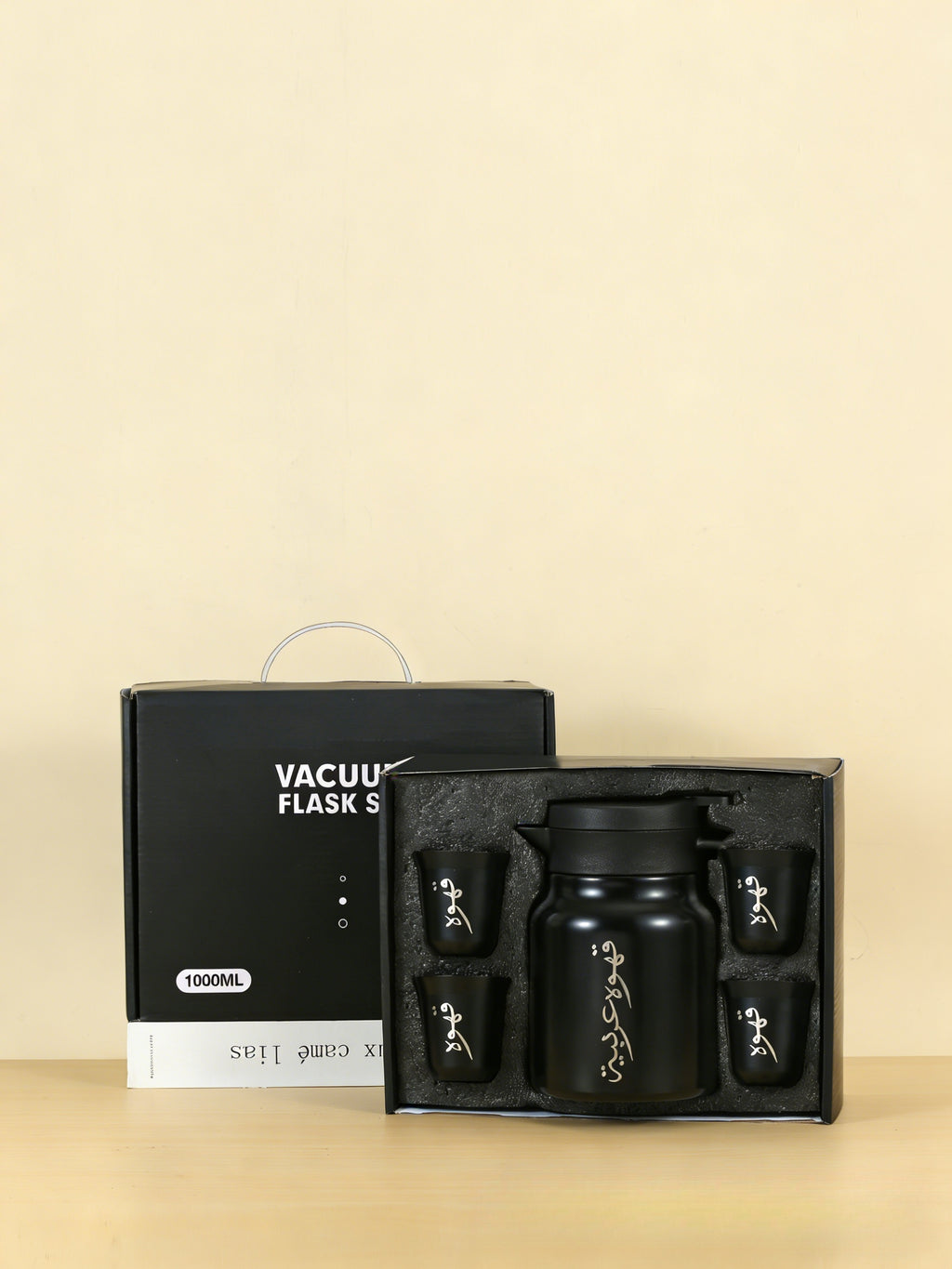 1000ml Stainless Steel Vacuum Flask Set with 4 Cups | Insulated Tea & Coffee Pot with Removable Filter, Gift Box Packaging