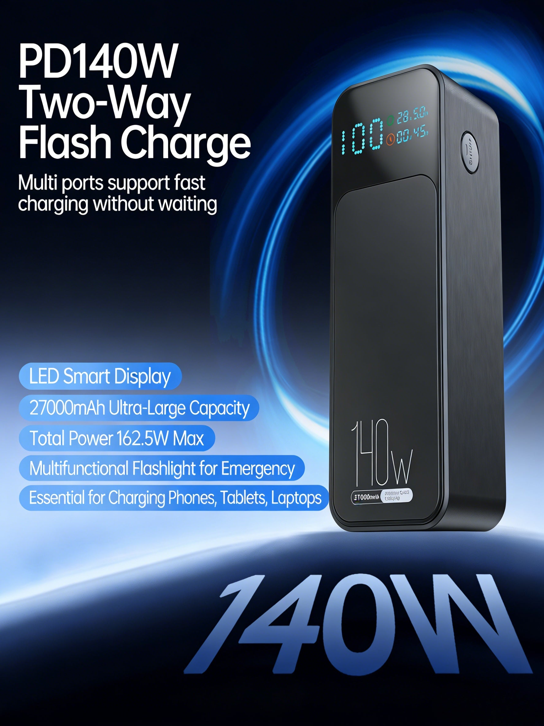 140W 27000mAh Laptop Power Bank