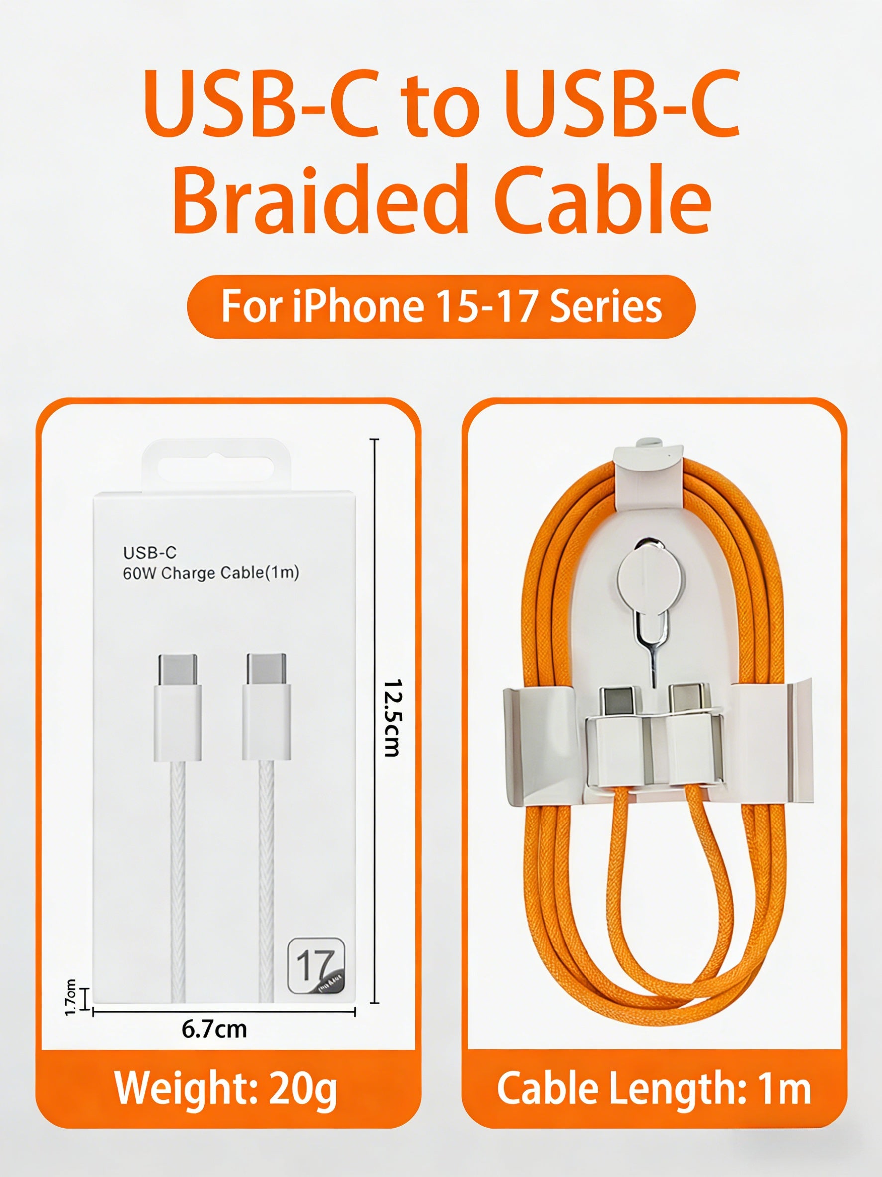 1M Durable Braided Cord Fast Charging Cable