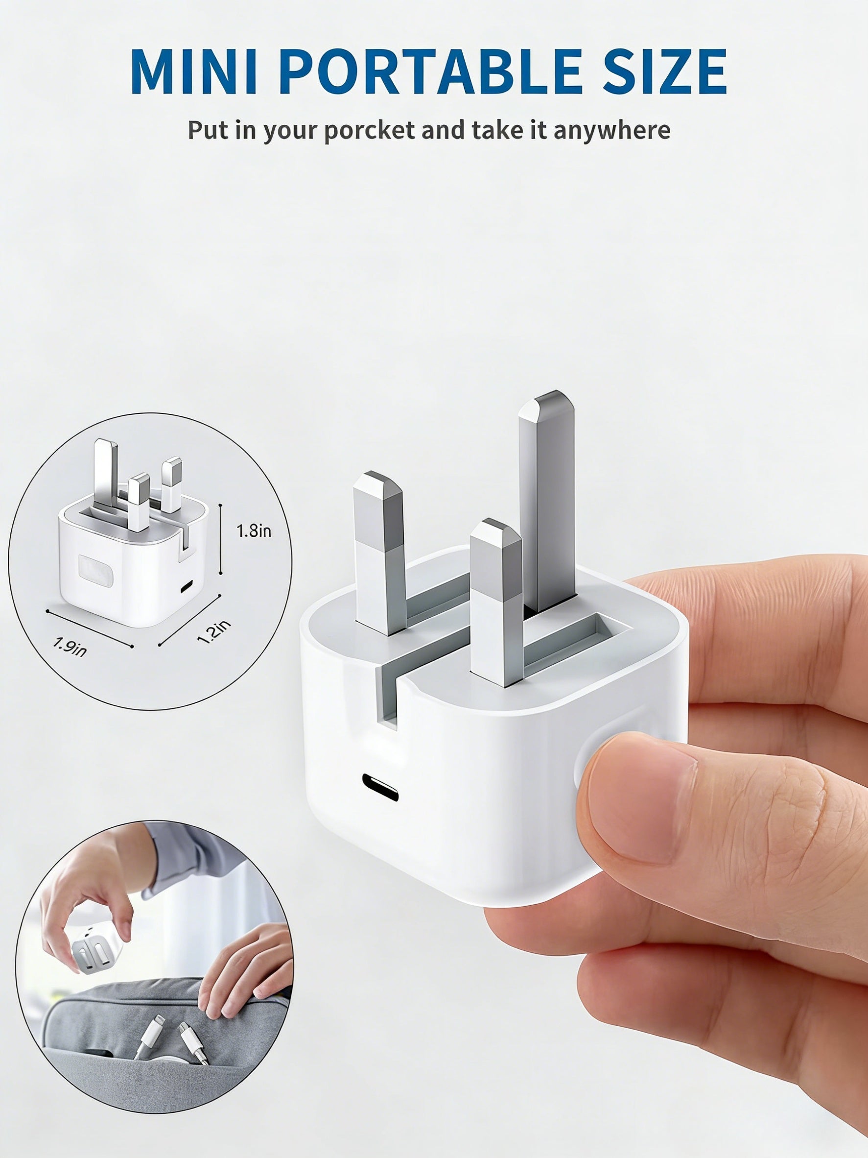 20W USB-C PD Fast Charger Adapter & Type-C Cable Set