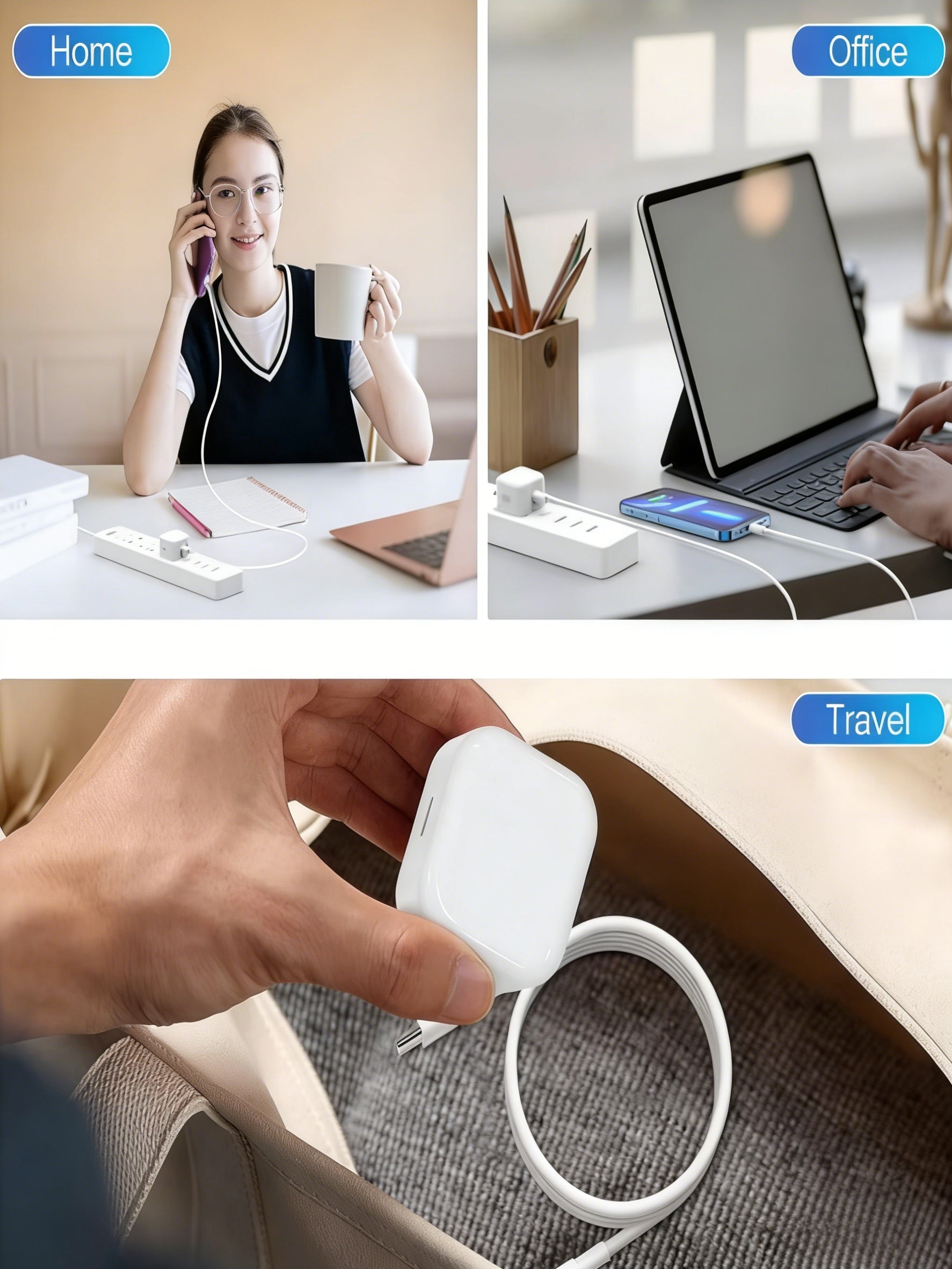 20W USB-C PD Fast Charger Adapter & Type-C Cable Set