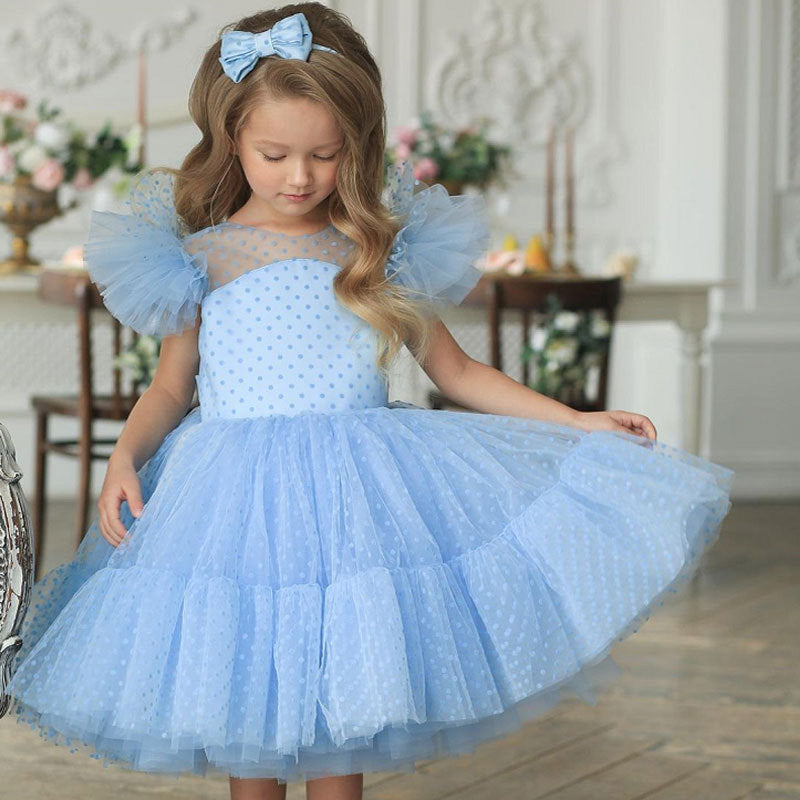 Girls dress polka dot cake dress princess dress