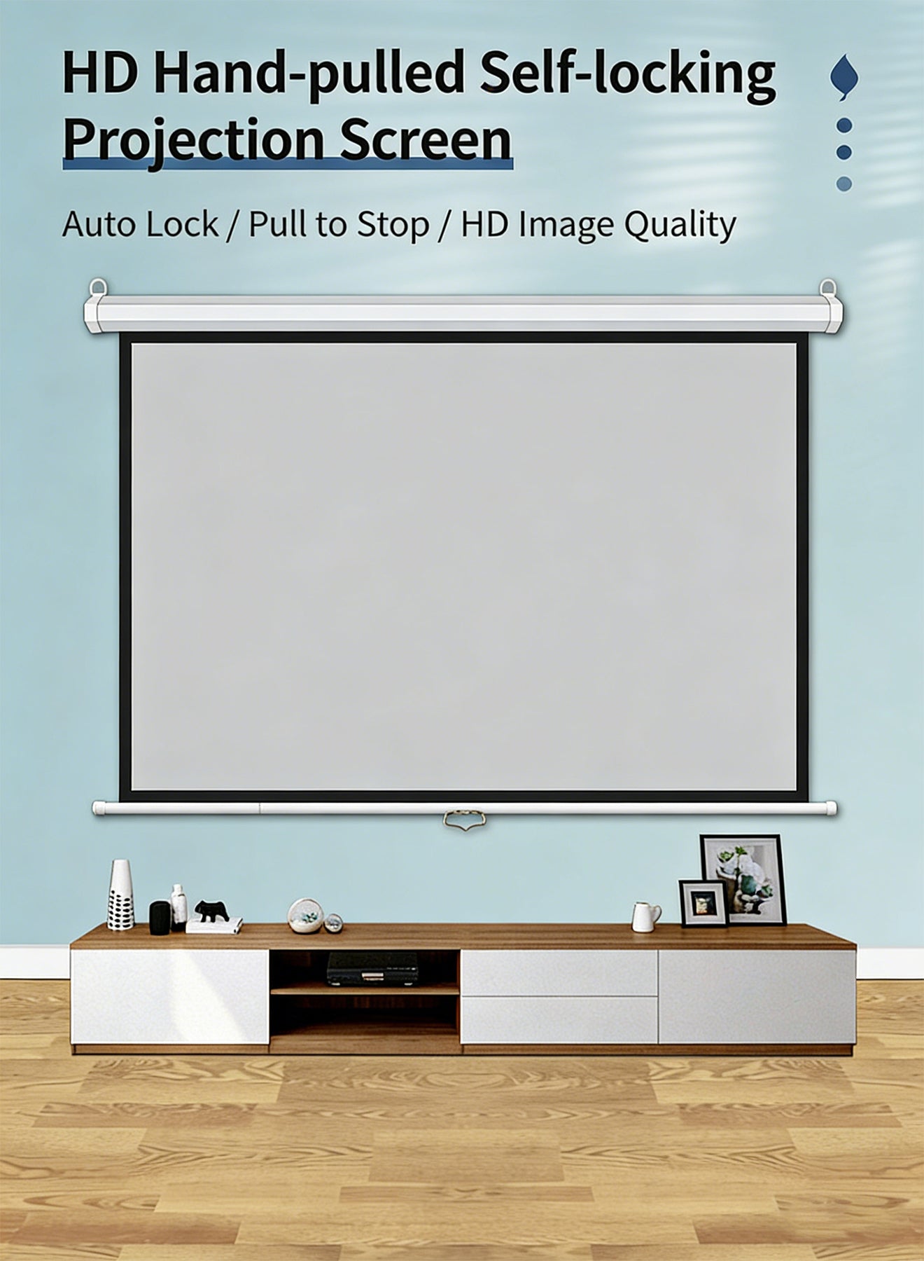 100-inch hand-pull self-locking projector screen