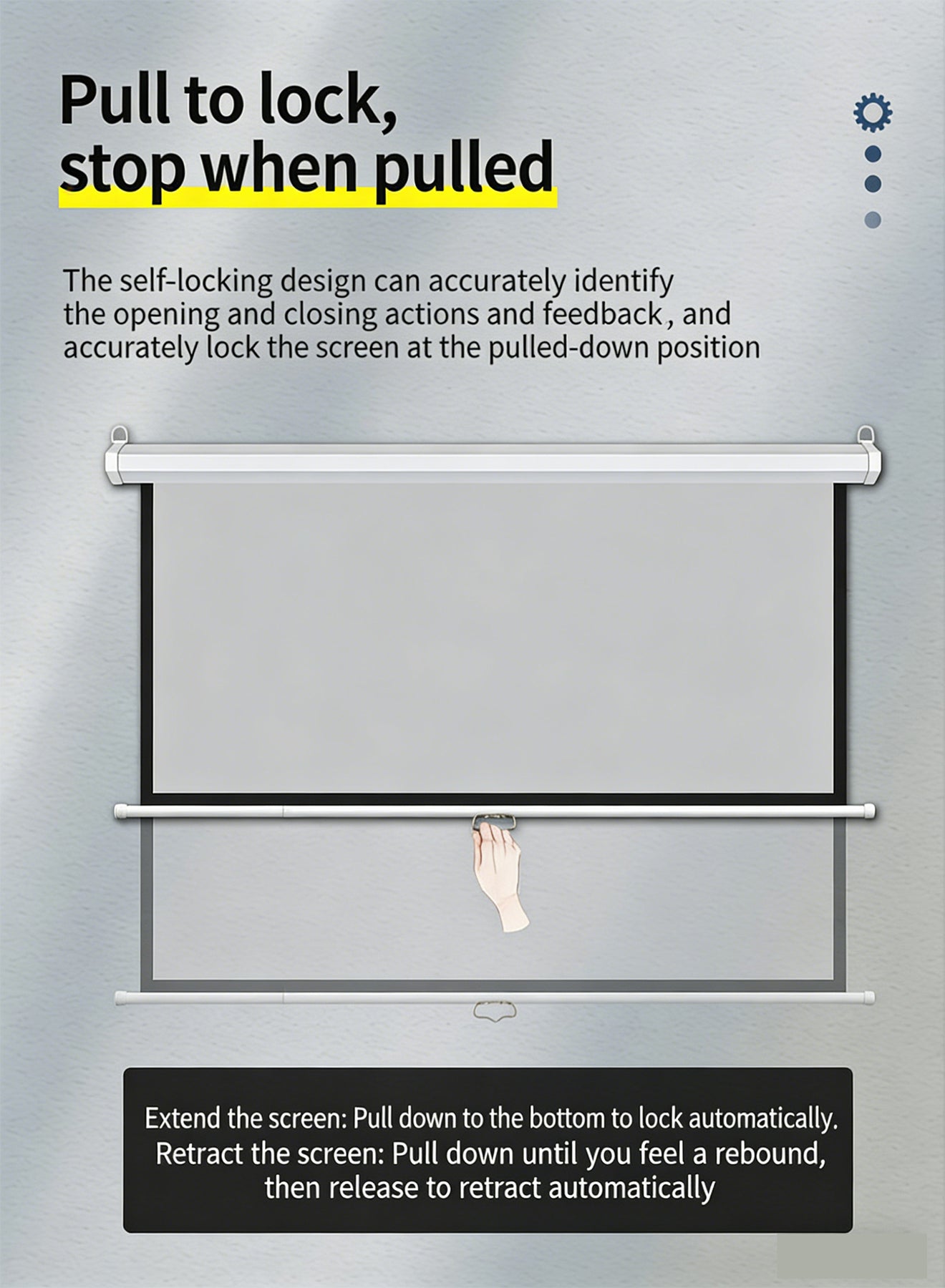 100-inch hand-pull self-locking projector screen