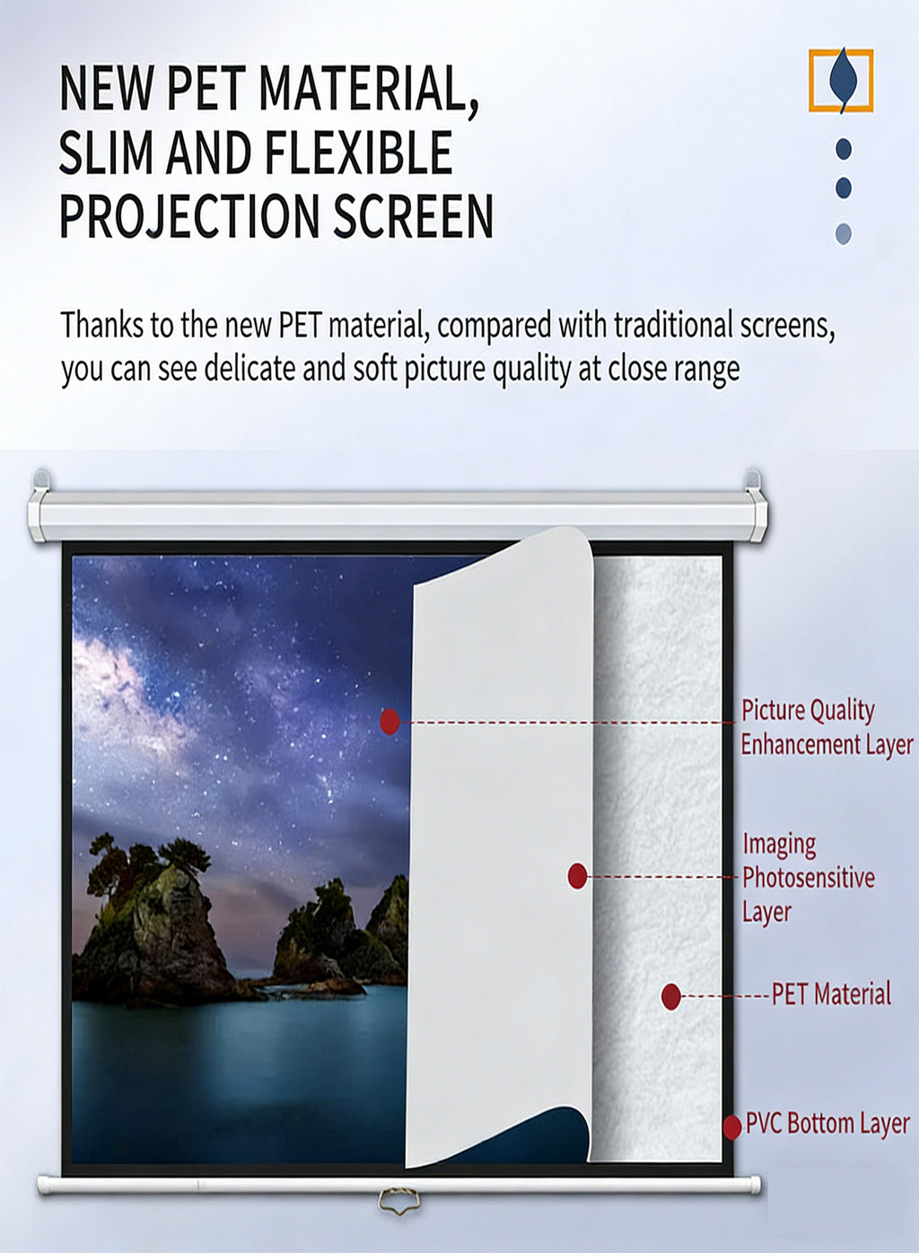 100-inch hand-pull self-locking projector screen