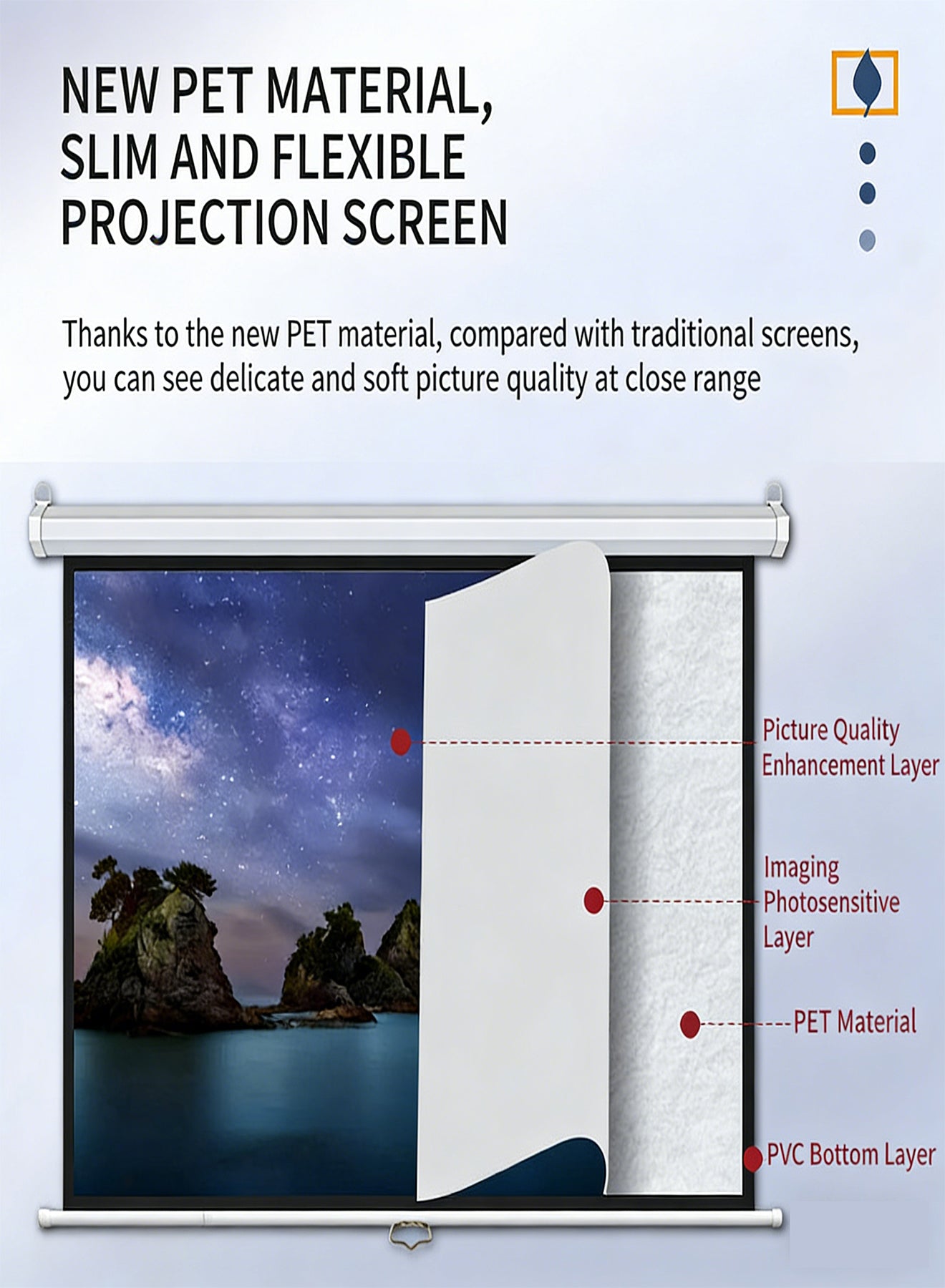 100-inch hand-pull self-locking projector screen