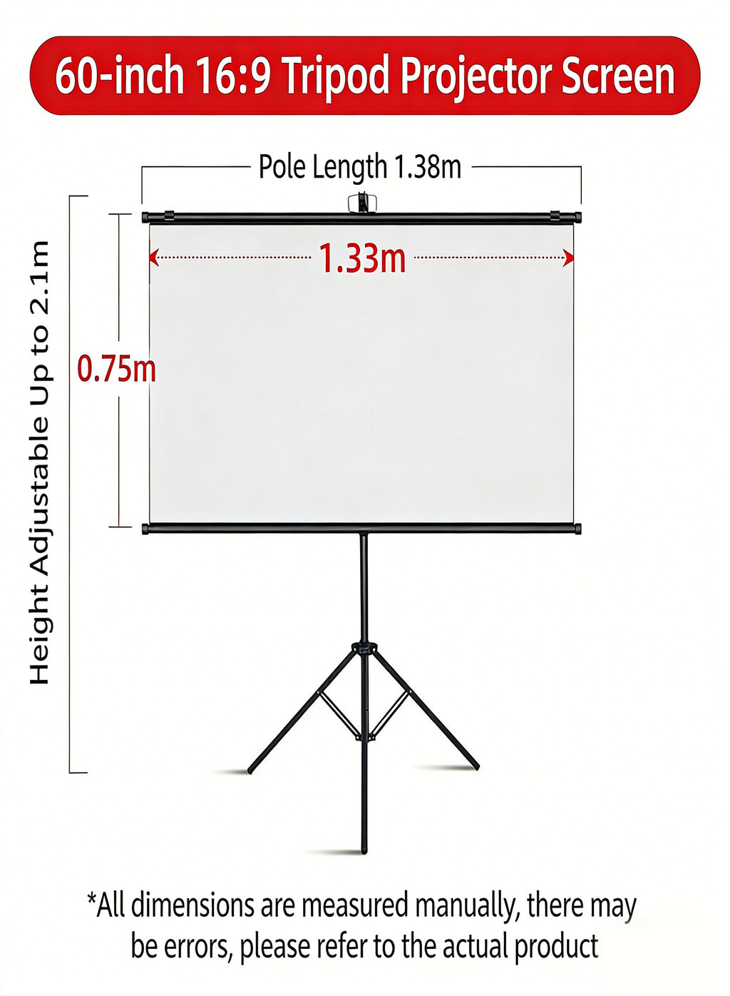 60 Inch 16:9 Portable Tripod Projector Screen