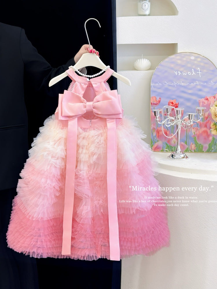Girls' mesh gradient tutu dress summer dress