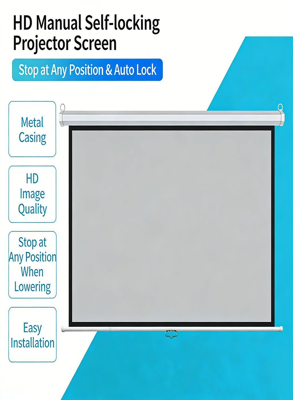100-inch hand-pull self-locking projector screen