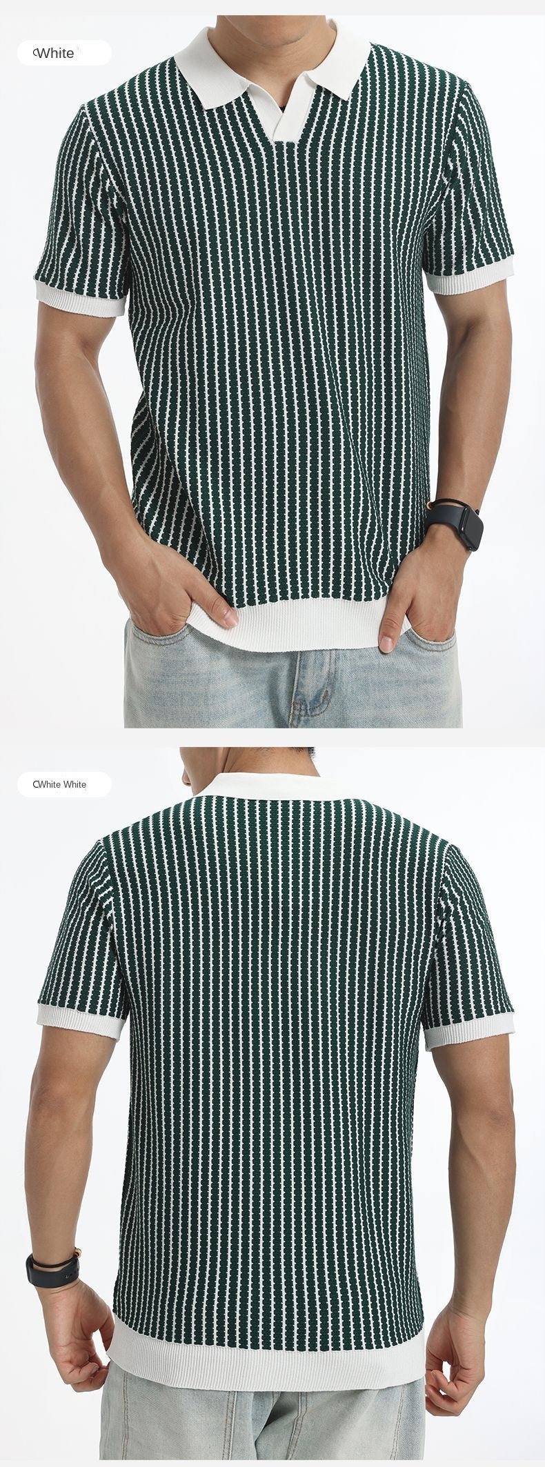 Men's tops knitted sweater polo T-shirt