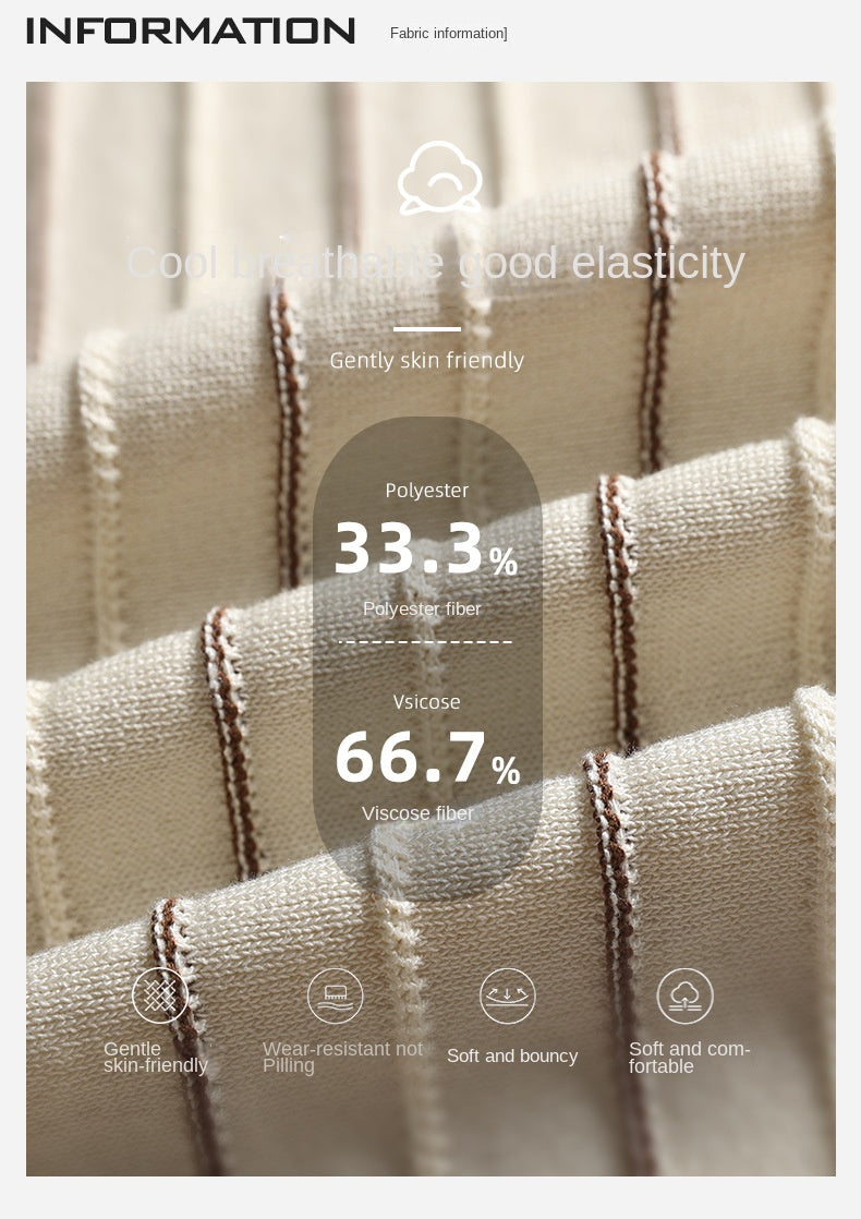 Men's ice silk Polo shirt pitted texture striped short-sleeved knitted T-shirt