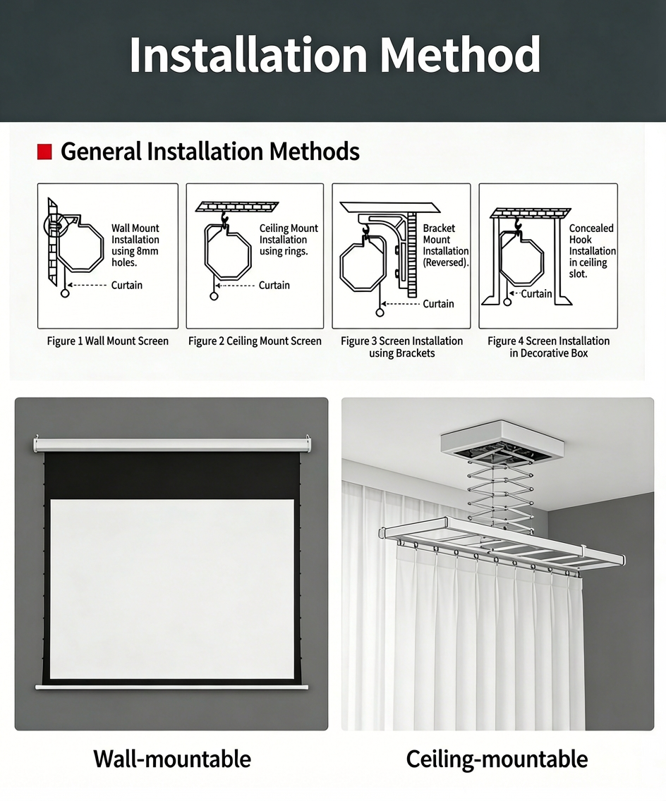 100-inch hand-pull self-locking projector screen