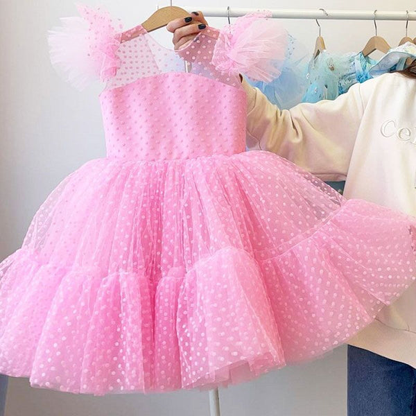 Girls dress polka dot cake dress princess dress