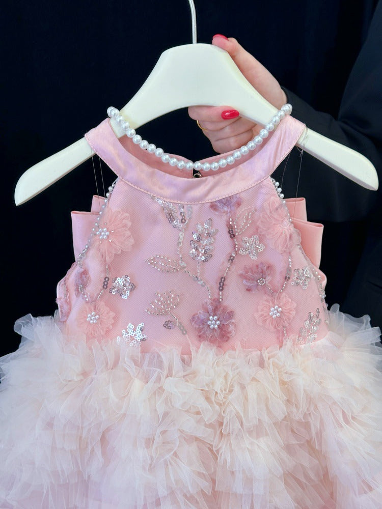 Girls' mesh gradient tutu dress summer dress