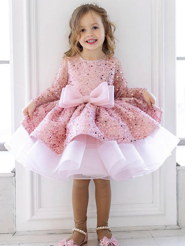 Girls sequin big bow princess skirt dress