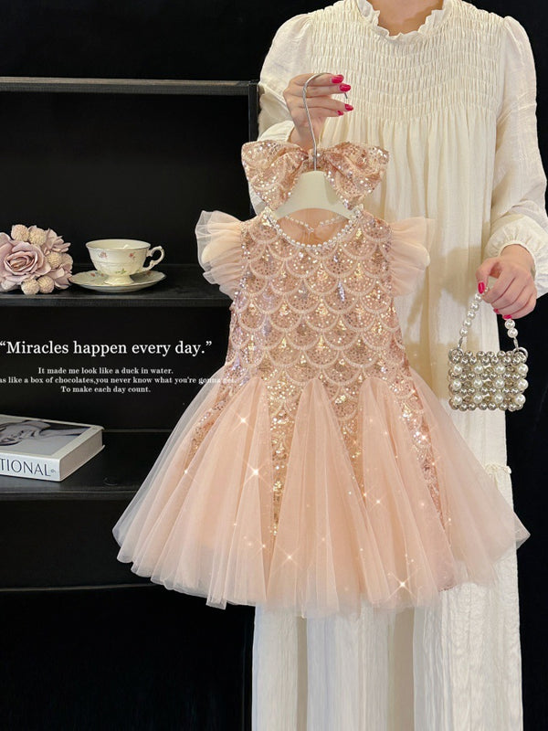 Summer princess dress mesh flying sleeve vest skirt