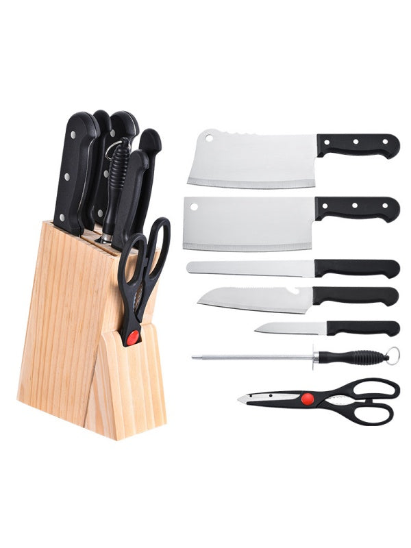 8-Piece Stainless Steel Kitchen Knife Set with Wooden Block | Sharp Chef Knives for Meat, Vegetables & Fruits
