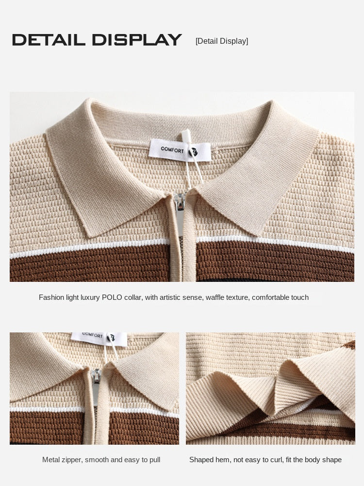 Polo shirt light business striped summer short-sleeved knitted men's clothing