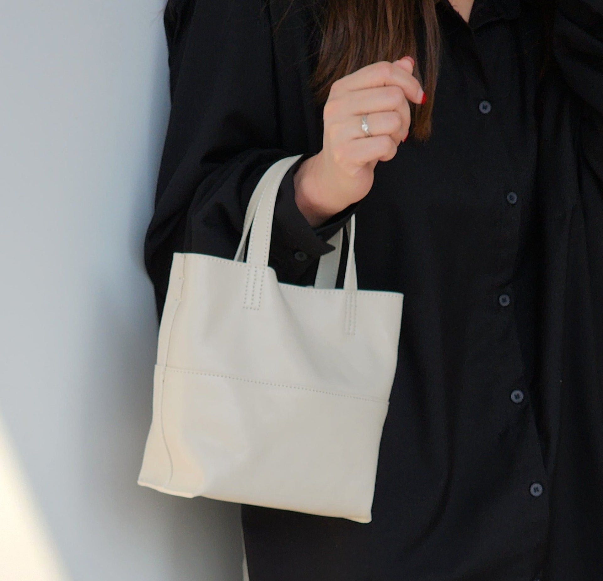 Malinsu cowhide soft top tote shoulder bag