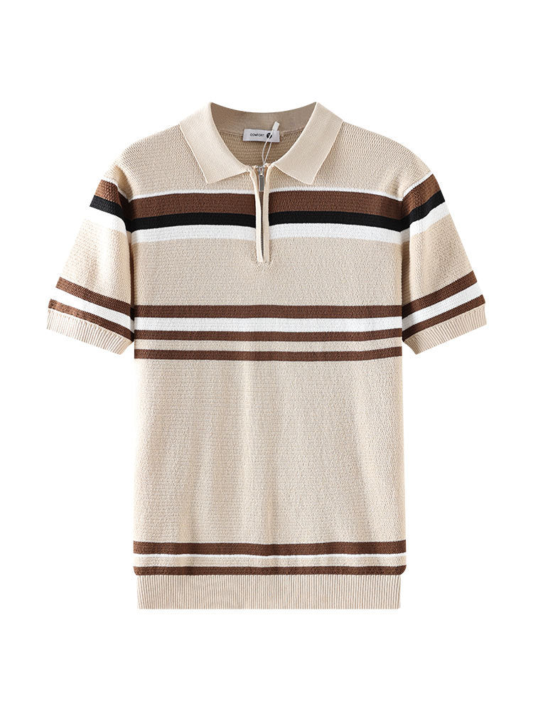 Polo shirt light business striped summer short-sleeved knitted men's clothing