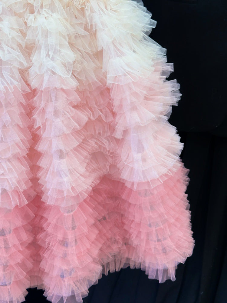 Girls' mesh gradient tutu dress summer dress