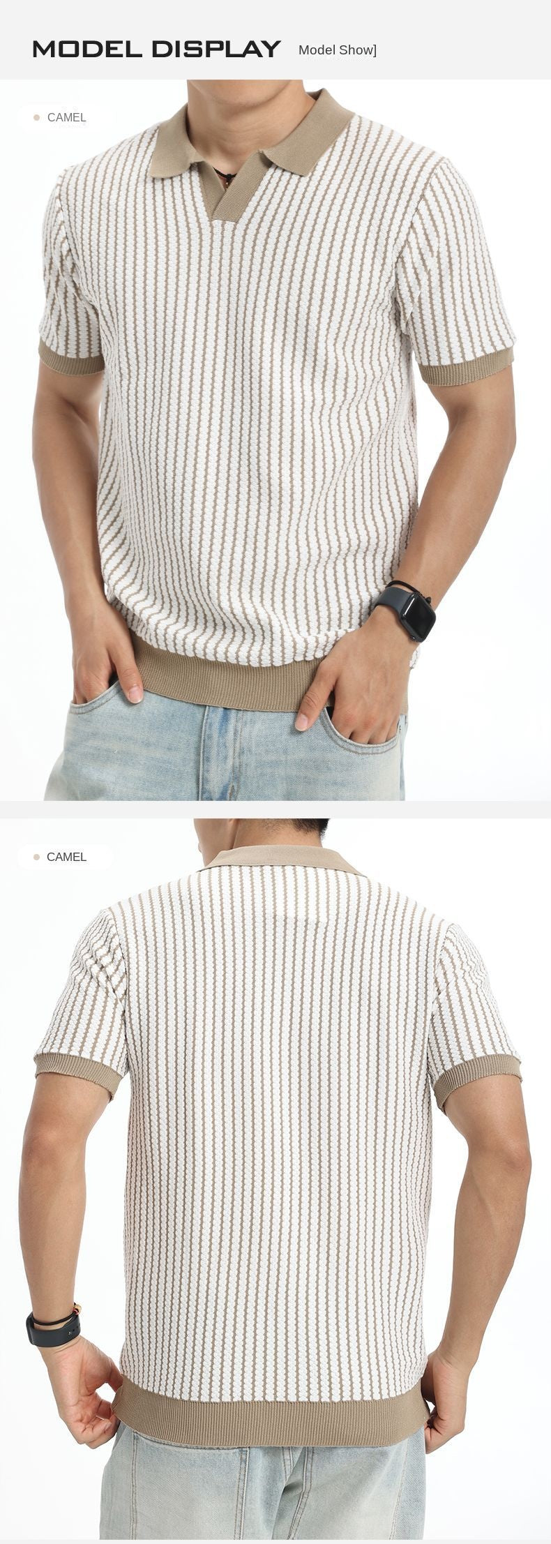 Men's tops knitted sweater polo T-shirt